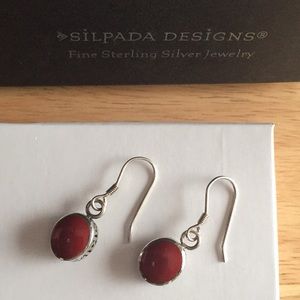 SILPADA Red Stone in Filigree Setting SS Earrings